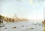 Antonio Joli Canvas Paintings - The Thames Looking Towards The City